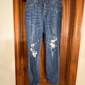 Judy Blue Distressed Straight Leg Jeans - Classic Blue